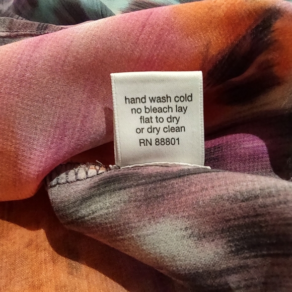 Saks Fifth Avenue Black Label Semi Sheer Multi Coloured Blouse Size Small - Picture 6 of 10